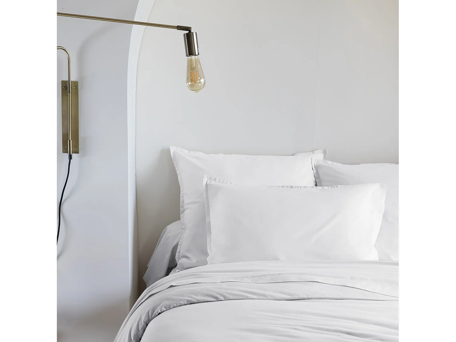 Taie d'oreiller coton lavé - SOMEO Blanc 65x65 - CELESTE