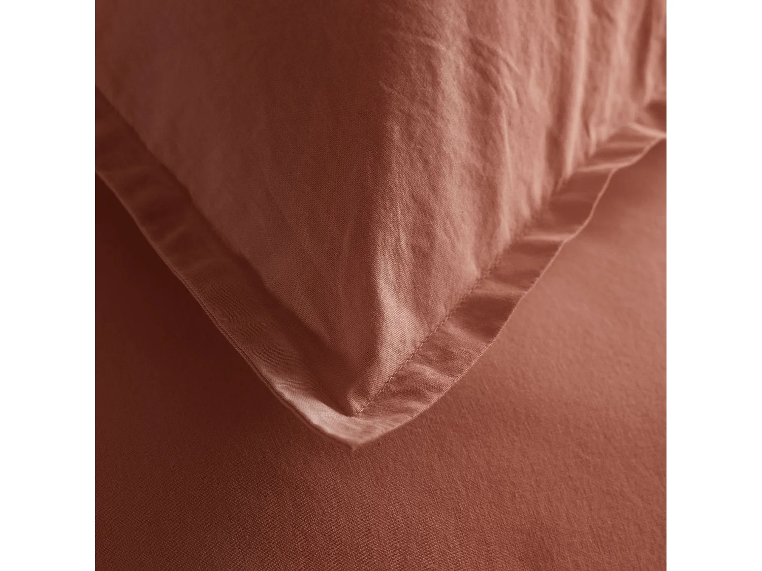 Taie d'oreiller coton lavé - SOMEO Terracotta 65x65 - CELESTE