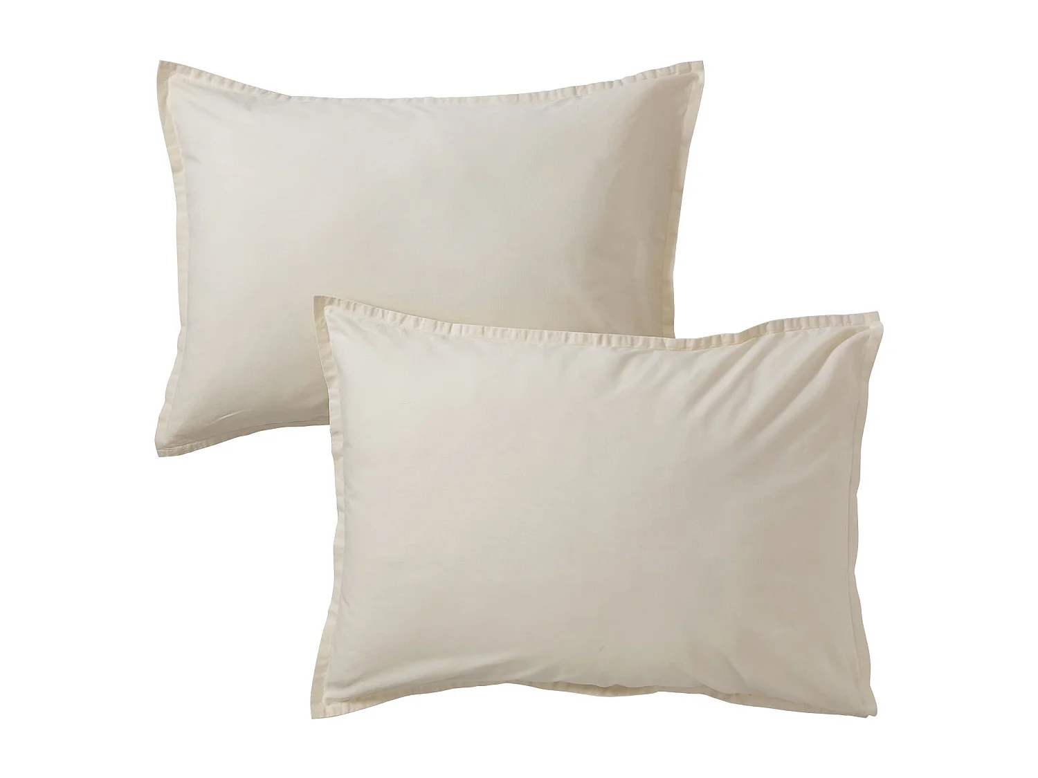 Lot de 2 taies d'oreiller coton lavé - SOMEO Beige 50x70 - CELESTE