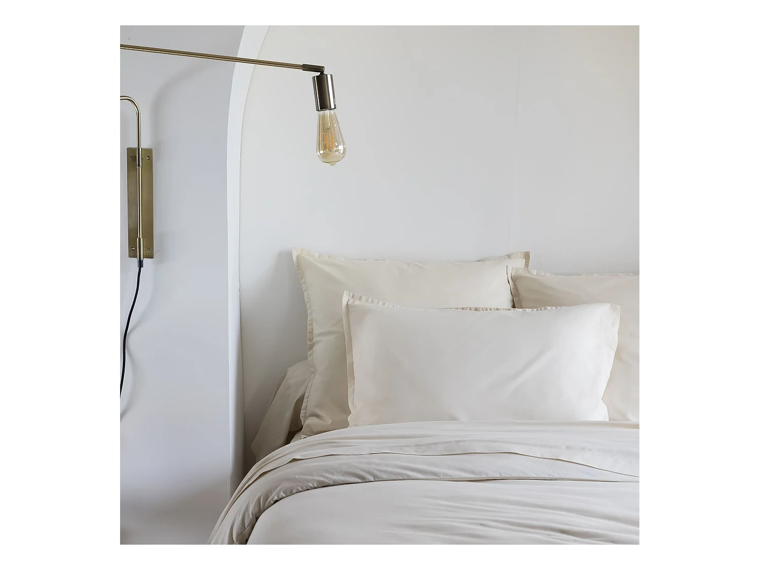 Lot de 2 taies d'oreiller coton lavé - SOMEO Beige 50x70 - CELESTE
