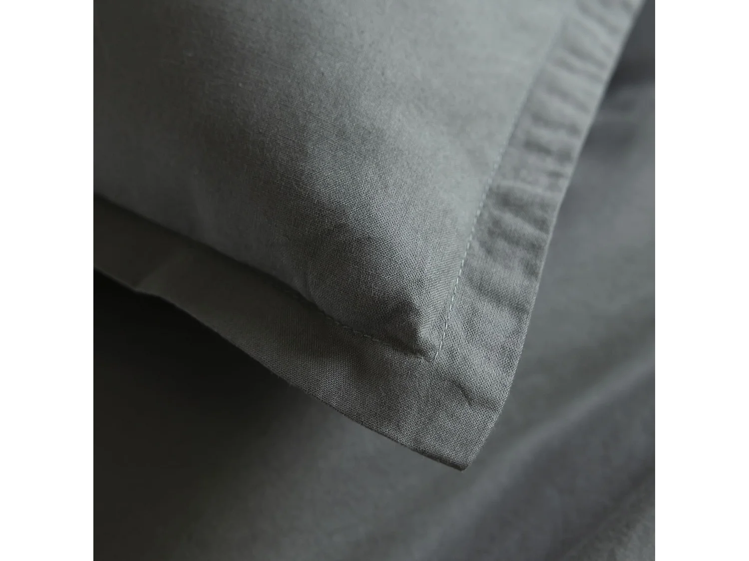 Lot de 2 taies d'oreiller coton lavé - SOMEO Kaki 65x65 - CELESTE