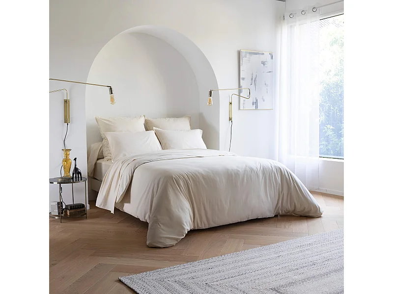 Housse de couette coton lavé - SOMEO 140x200 Beige - CELESTE