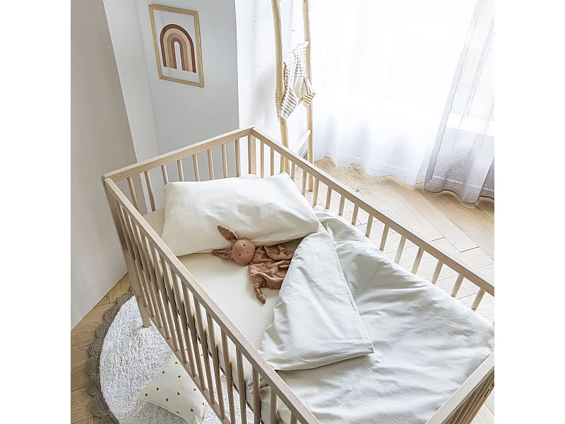 Housse de couette bébé coton lavé 80x120 - SOMEO Beige