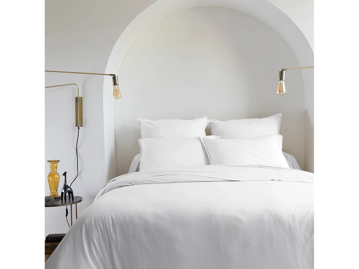 Housse de couette coton lavé - SOMEO 200x200 Blanc - CELESTE