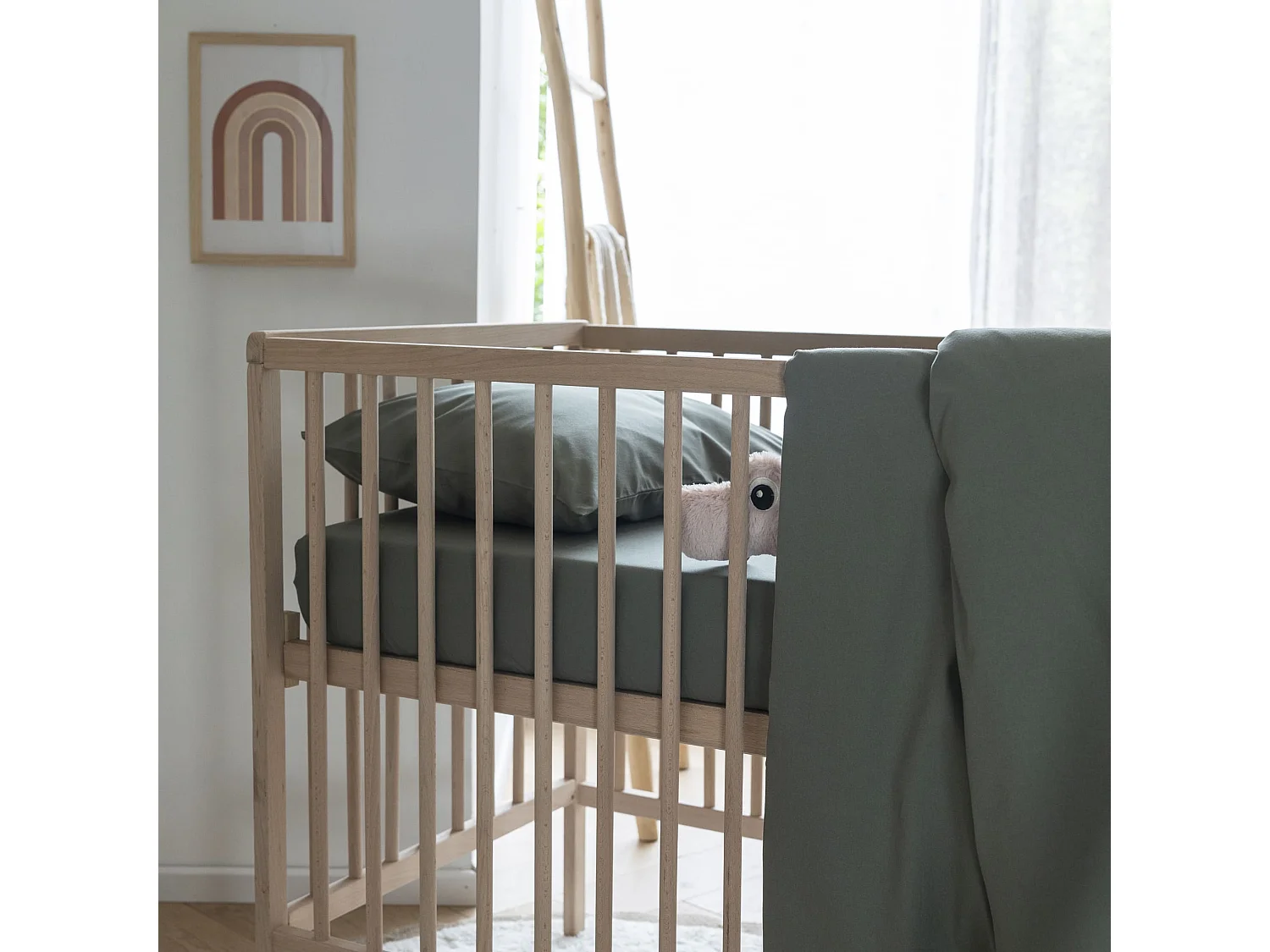 Housse de couette bébé coton lavé 80x120 - SOMEO Kaki