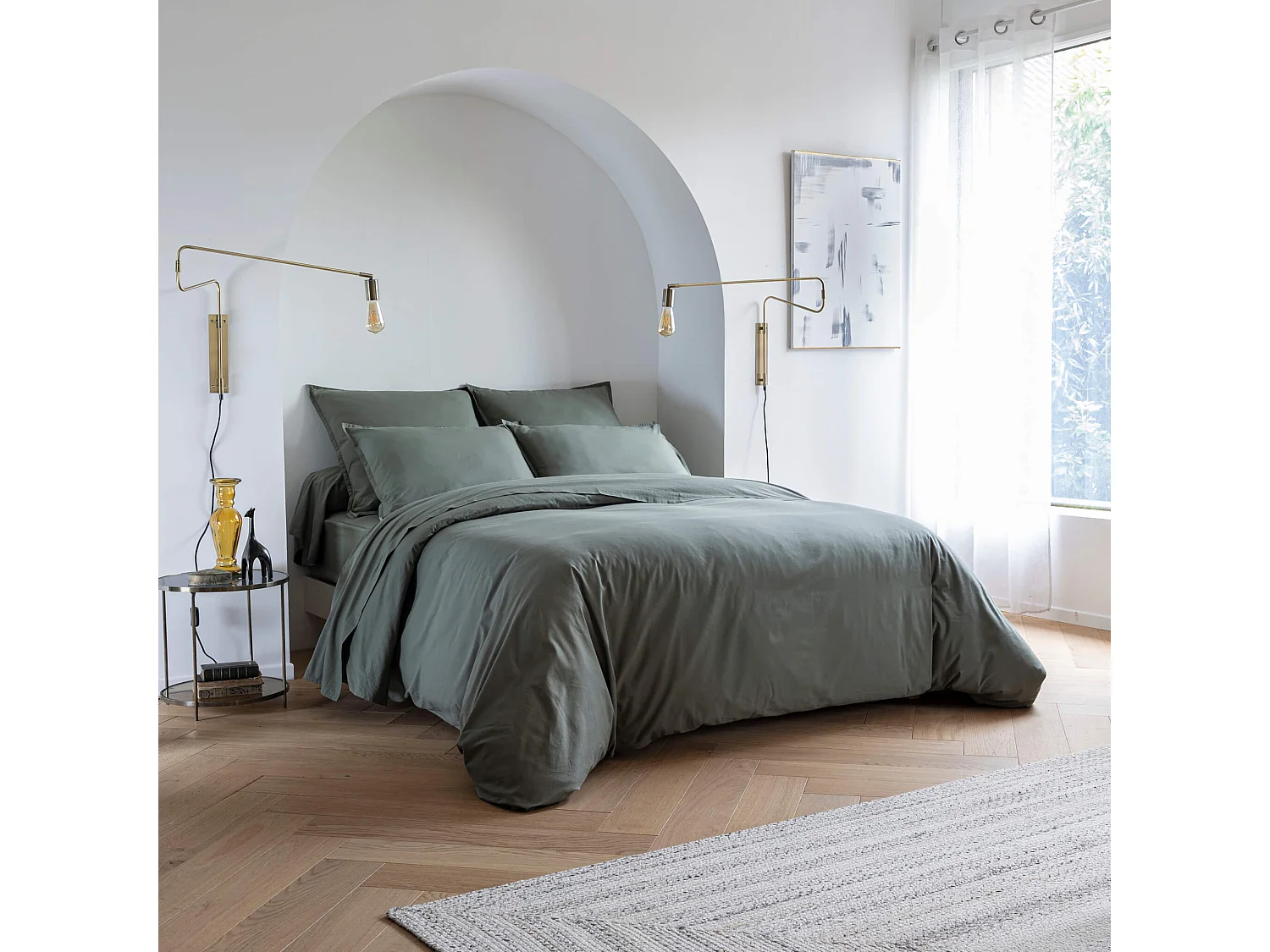 Housse de couette coton lavé - SOMEO 240x220 Kaki - CELESTE