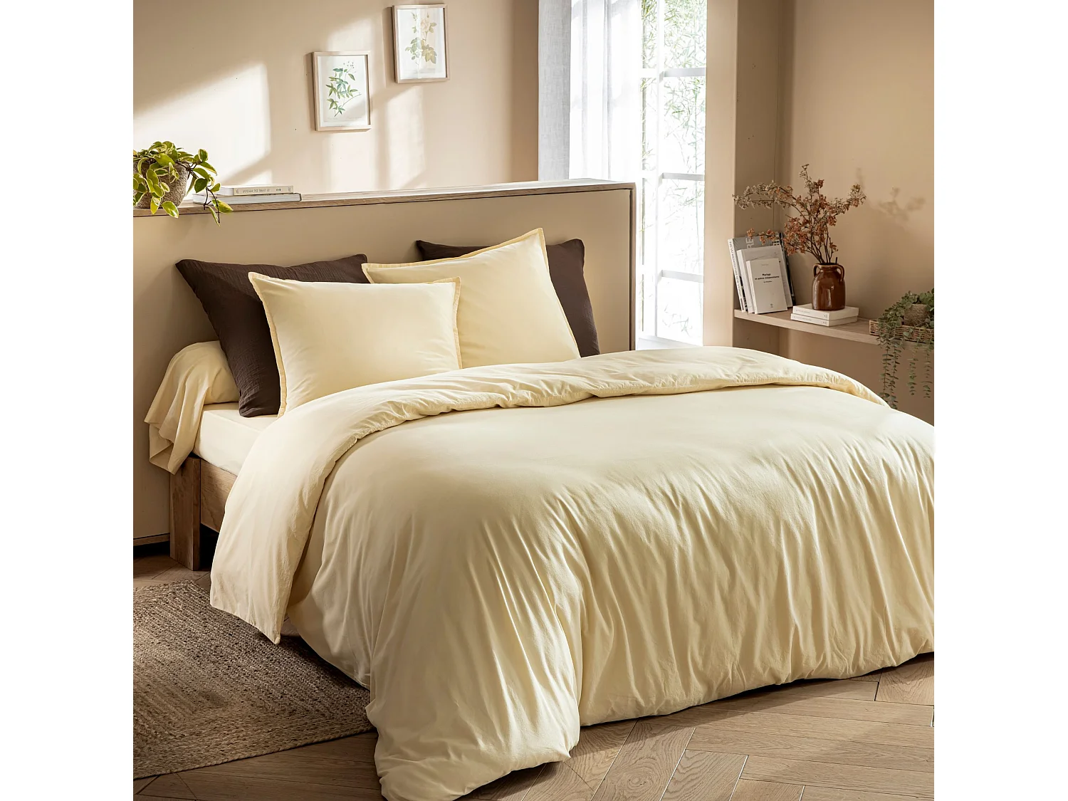 Housse de couette coton lavé - SOMEO 260x240 Blanc - CELESTE