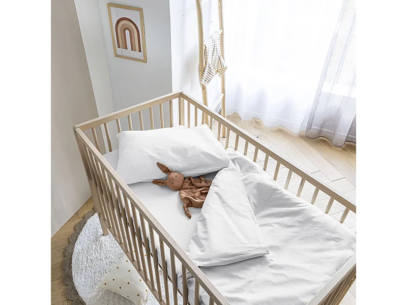 Housse de couette bébé coton lavé 80x120 - SOMEO Blanc