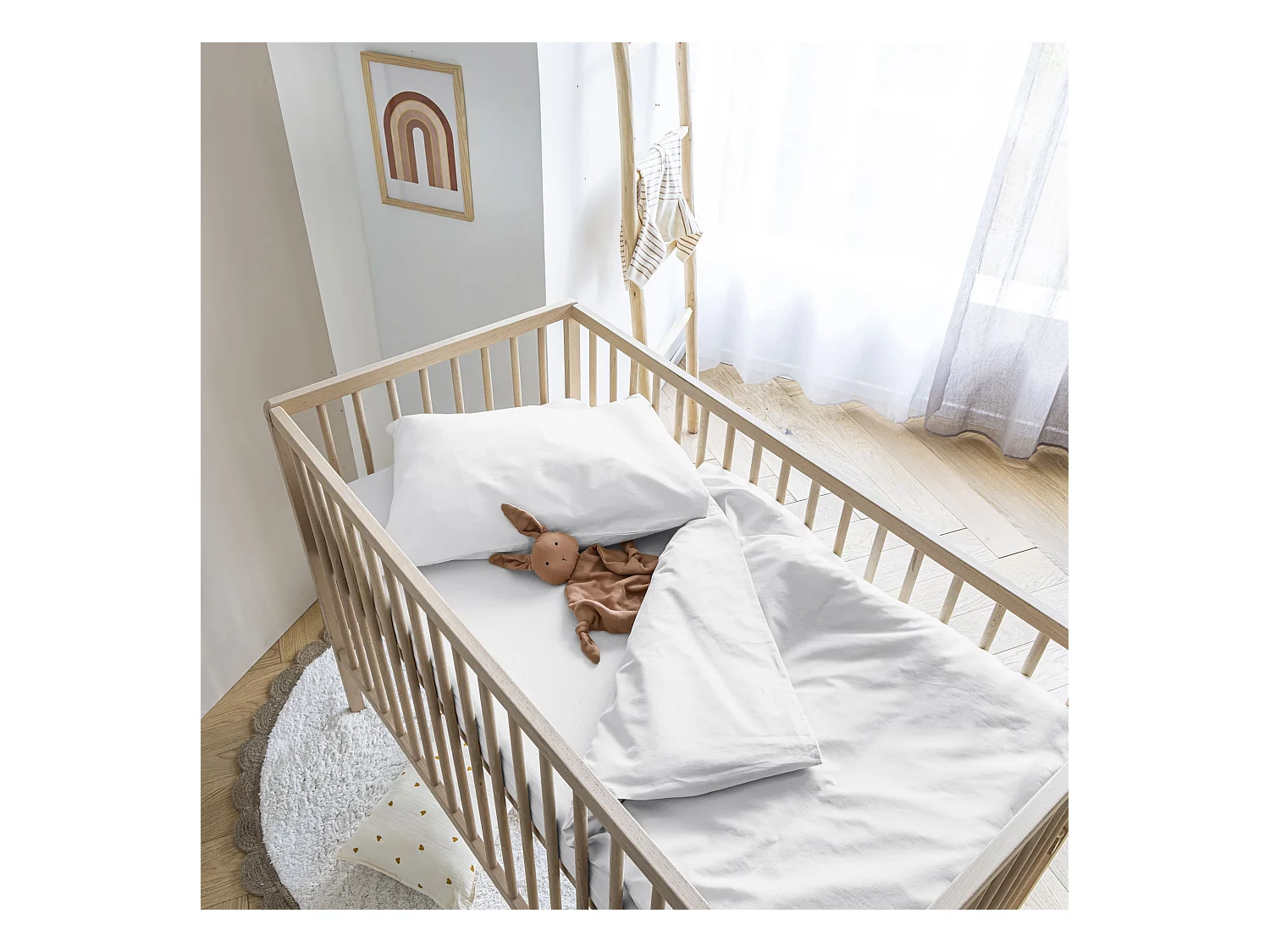Housse de couette bébé coton lavé 80x120 - SOMEO Blanc