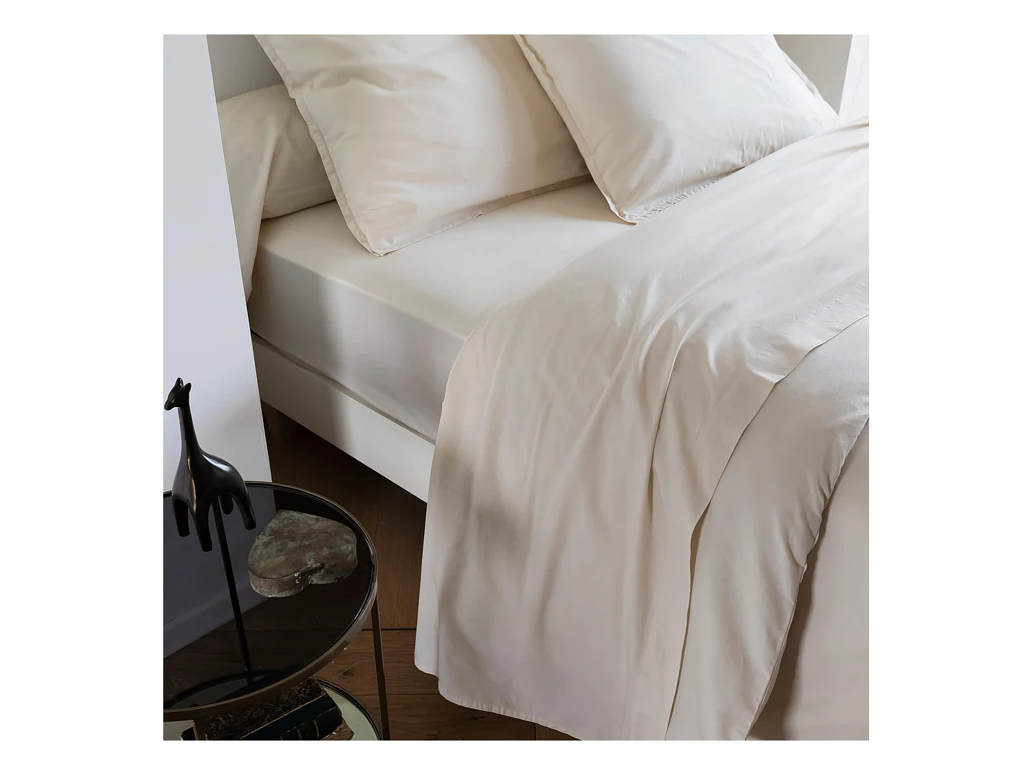 Drap plat coton lavé - SOMEO Beige 270x300 - CELESTE