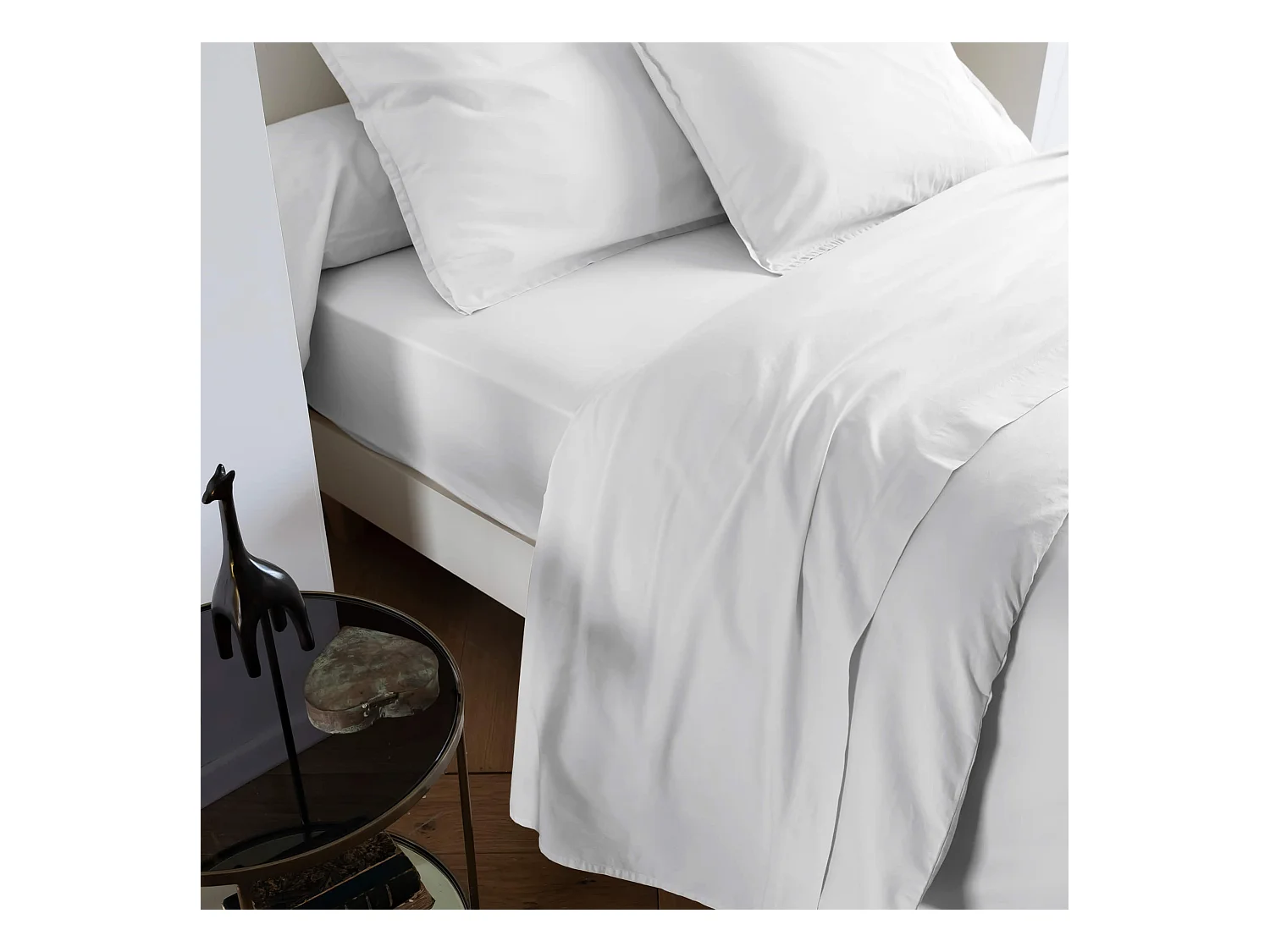 Drap plat coton lavé - SOMEO Blanc 270x300 - CELESTE