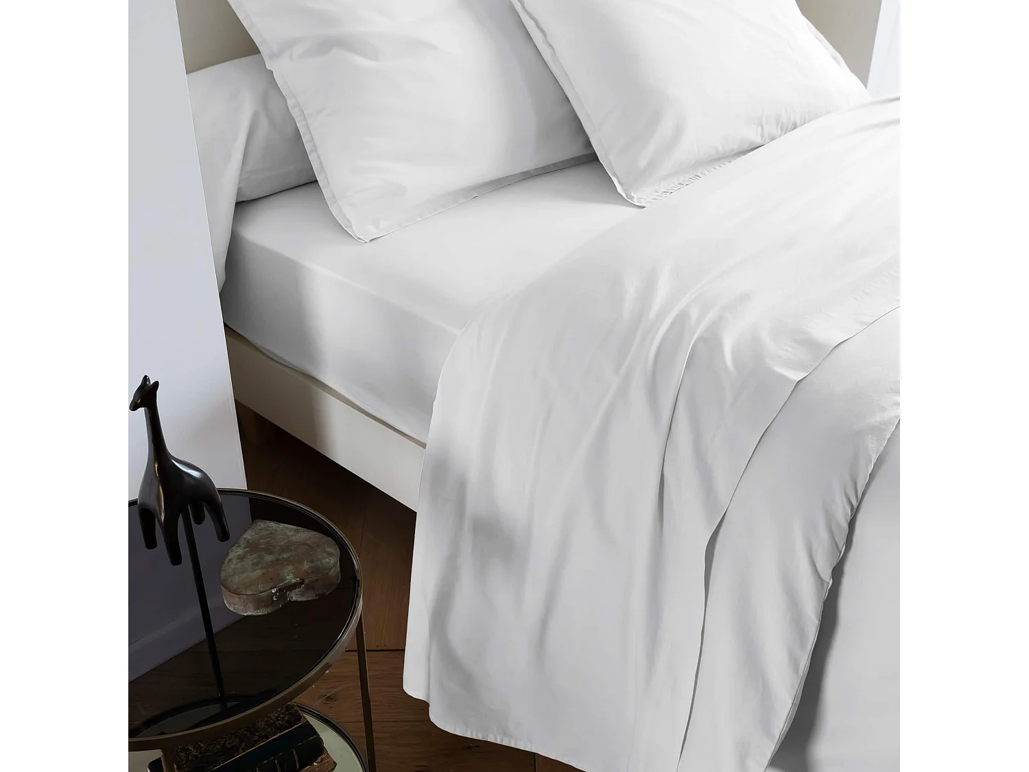 Drap plat coton lavé - SOMEO Blanc 270x300 - CELESTE