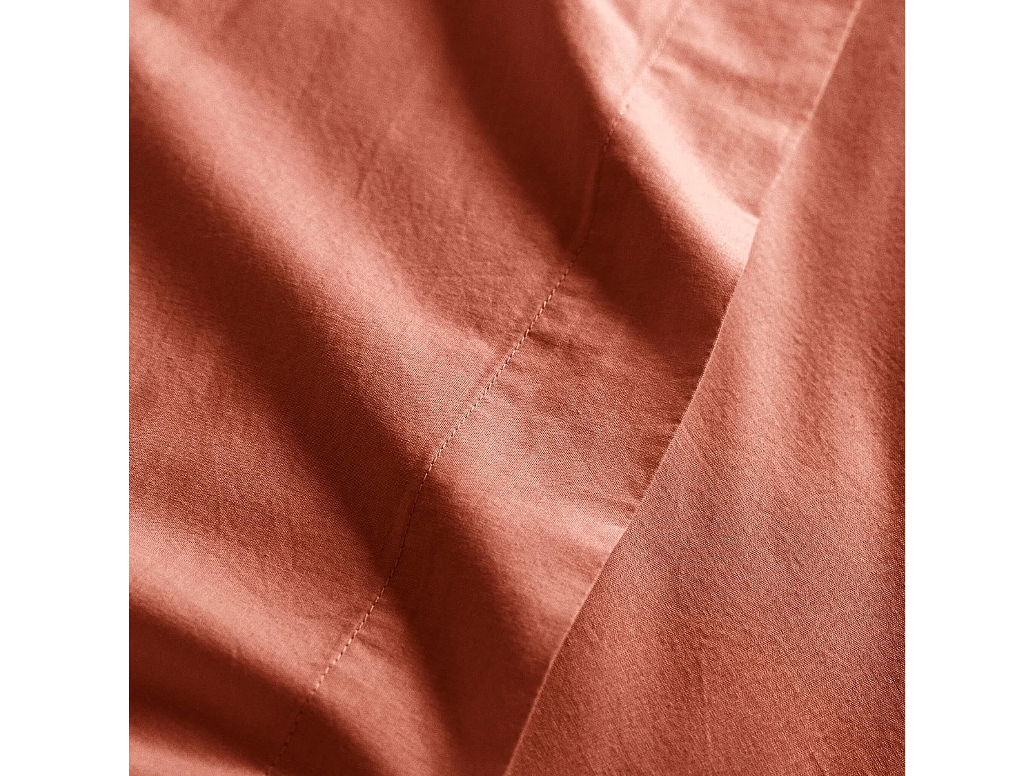 Drap plat coton lavé - SOMEO Terracotta 180x290 - CELESTE