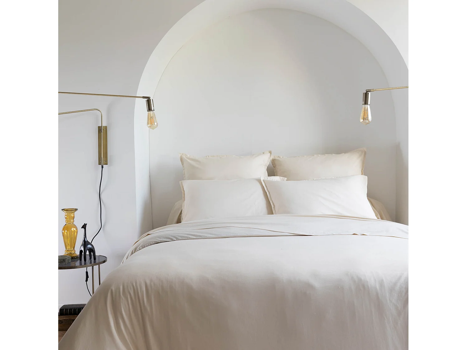 Parure de lit coton lavé - SOMEO Beige 260x240 - CELESTE