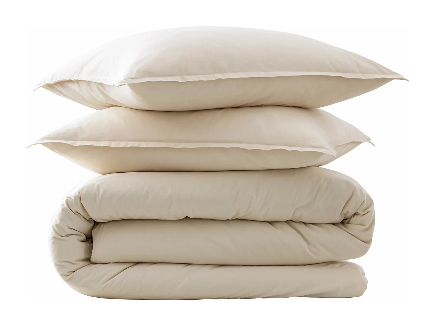 Parure de lit coton lavé - SOMEO Beige 260x240 - CELESTE