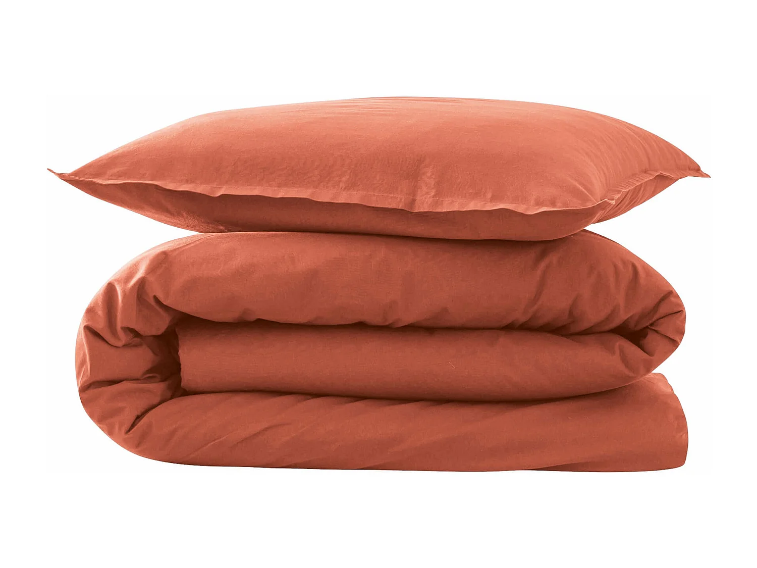 Parure de lit coton lavé - SOMEO Terracotta 140x200 - CELESTE