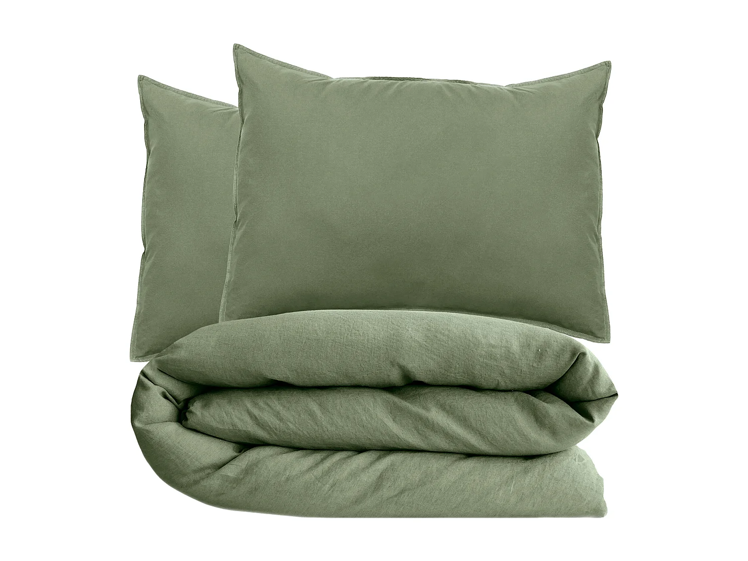 Parure de lit 240x220 cm et 50x70 cm collection OPERA vert mousse 3 pièces