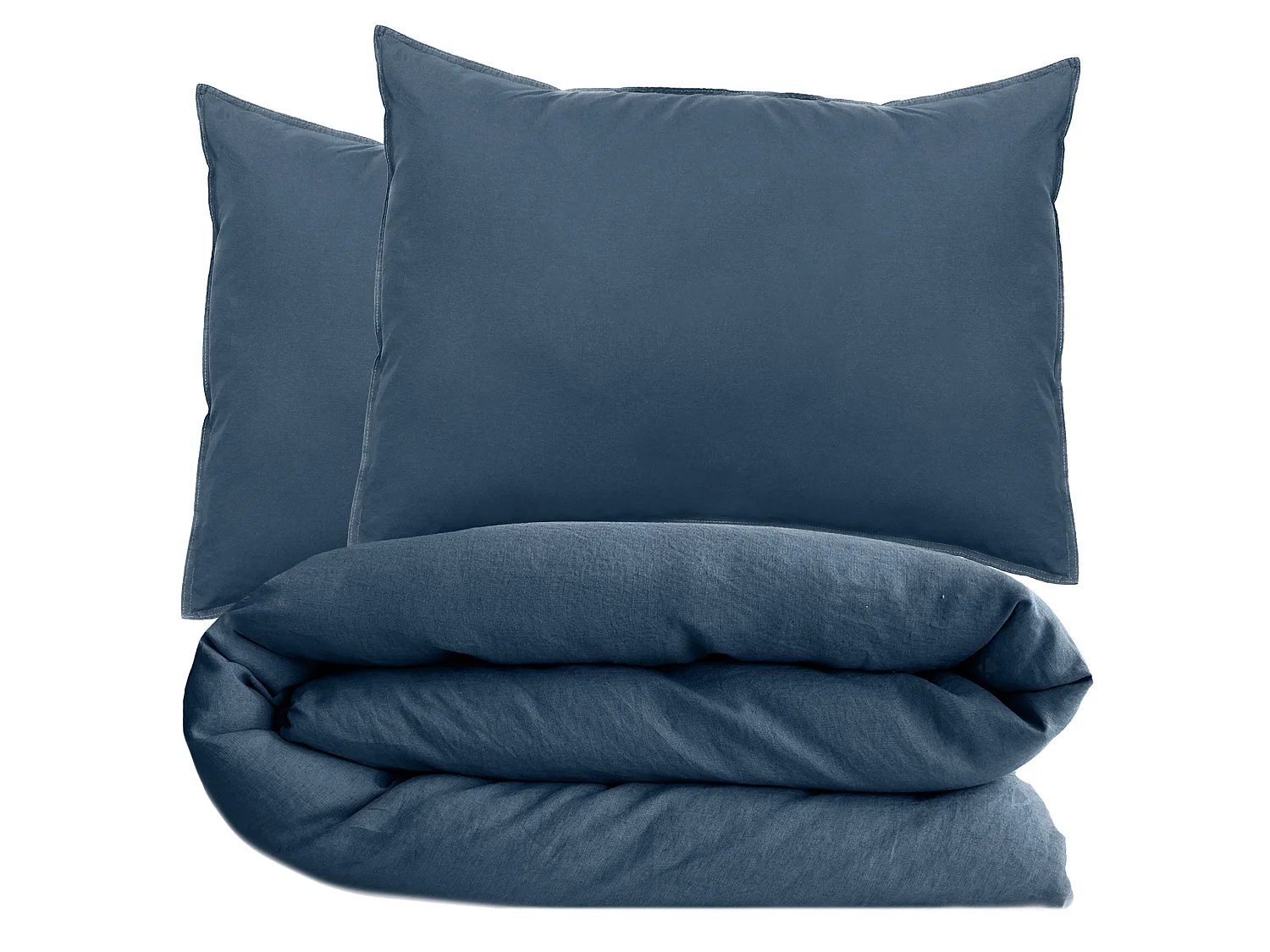 Parure de lit 280x240 cm et 50x70 cm collection OPERA bleu ardoise 3 pièces