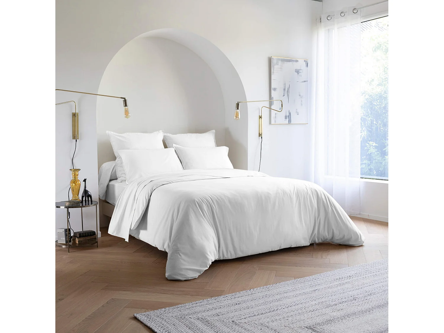 Parure de lit coton lavé - SOMEO Blanc 200x200 - CELESTE