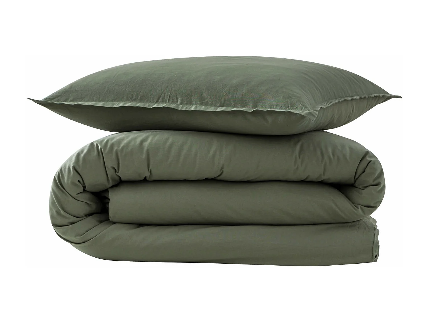 Parure de lit coton lavé - SOMEO Kaki 140x200 - CELESTE