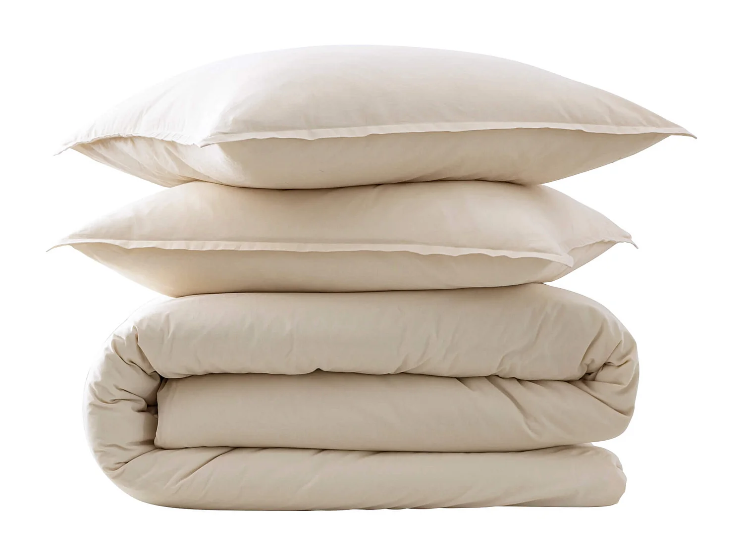 Parure de lit coton lavé - SOMEO Beige 240x220 - CELESTE