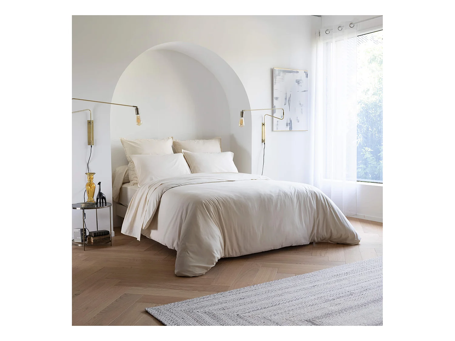 Parure de lit coton lavé - SOMEO Beige 240x220 - CELESTE
