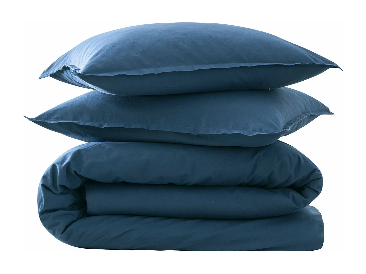 Parure de lit coton lavé - SOMEO Bleu marine 240x220 - CELESTE