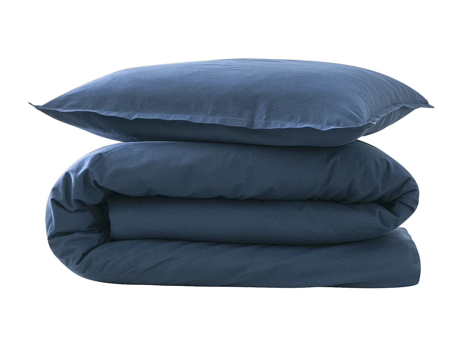 Parure de lit coton lavé - SOMEO Bleu marine 140x200 - CELESTE