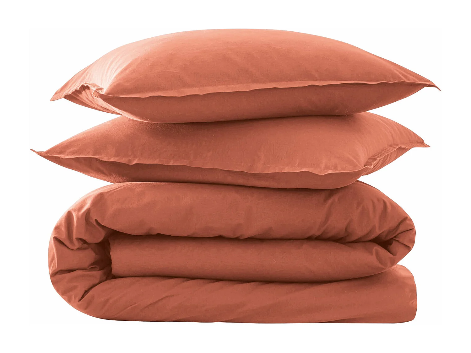 Parure de lit coton lavé - SOMEO Terracotta 260x240 - CELESTE