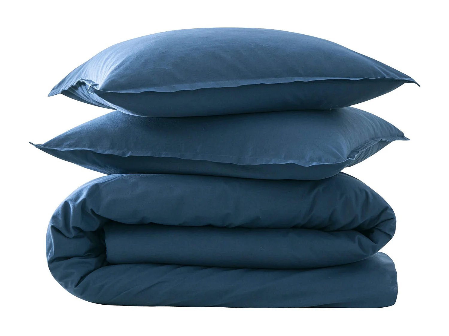 Parure de lit coton lavé - SOMEO Bleu marine 260x240 - CELESTE
