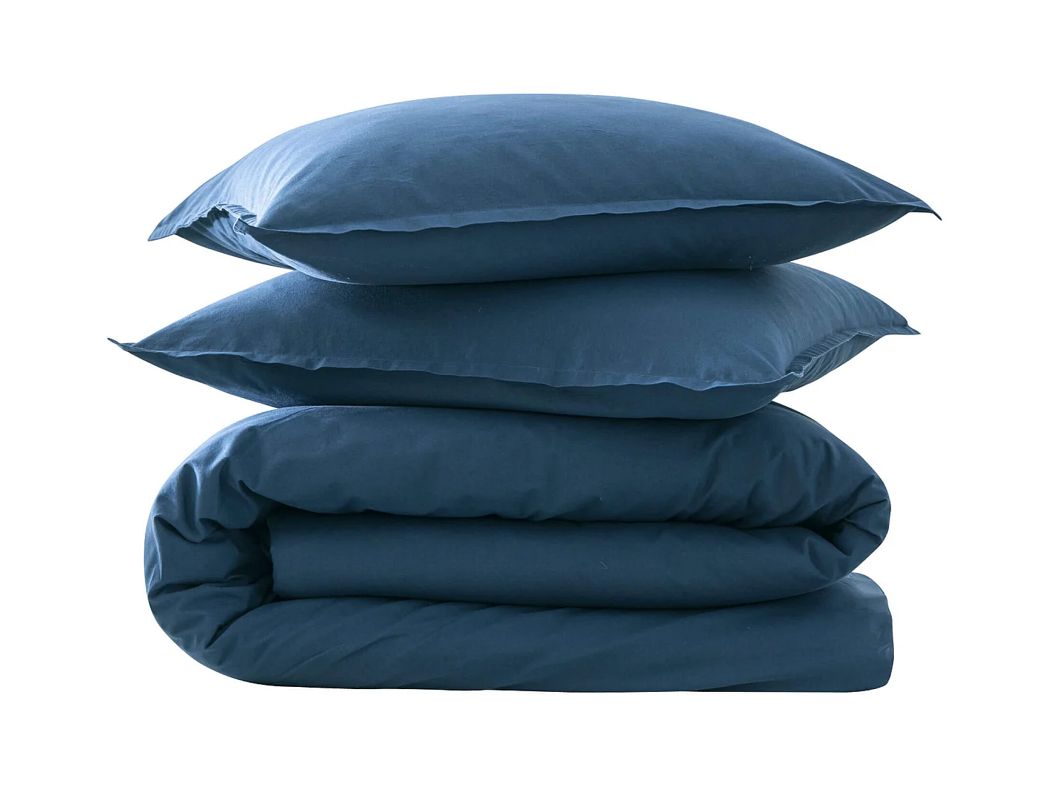 Parure de lit coton lavé - SOMEO Bleu marine 260x240 - CELESTE