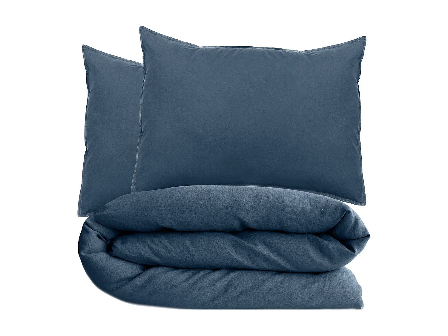 Parure de lit 260x240 cm et 50x70 cm collection OPERA bleu ardoise 3 pièces