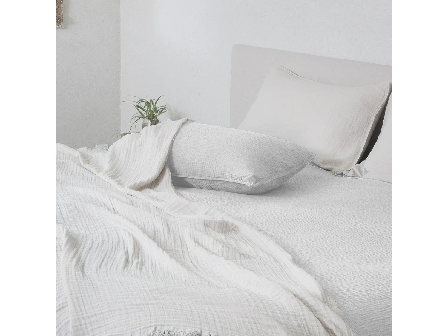 Housse de coussin 40x60 cm coton collection PAROS blanc neige
