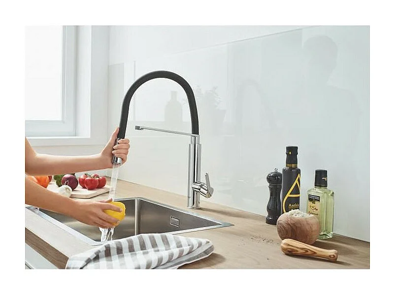 Keukenkraan met uittrekbare handdouche GROHE Feel Quickfix chroom