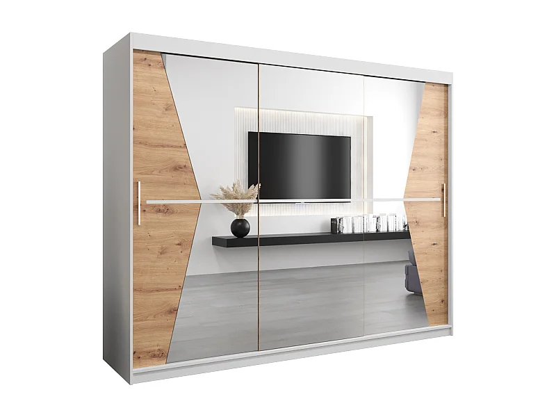 Schwebetürenschrank Maroko 200/250/62 2-Türig (Weiß/Artisan)