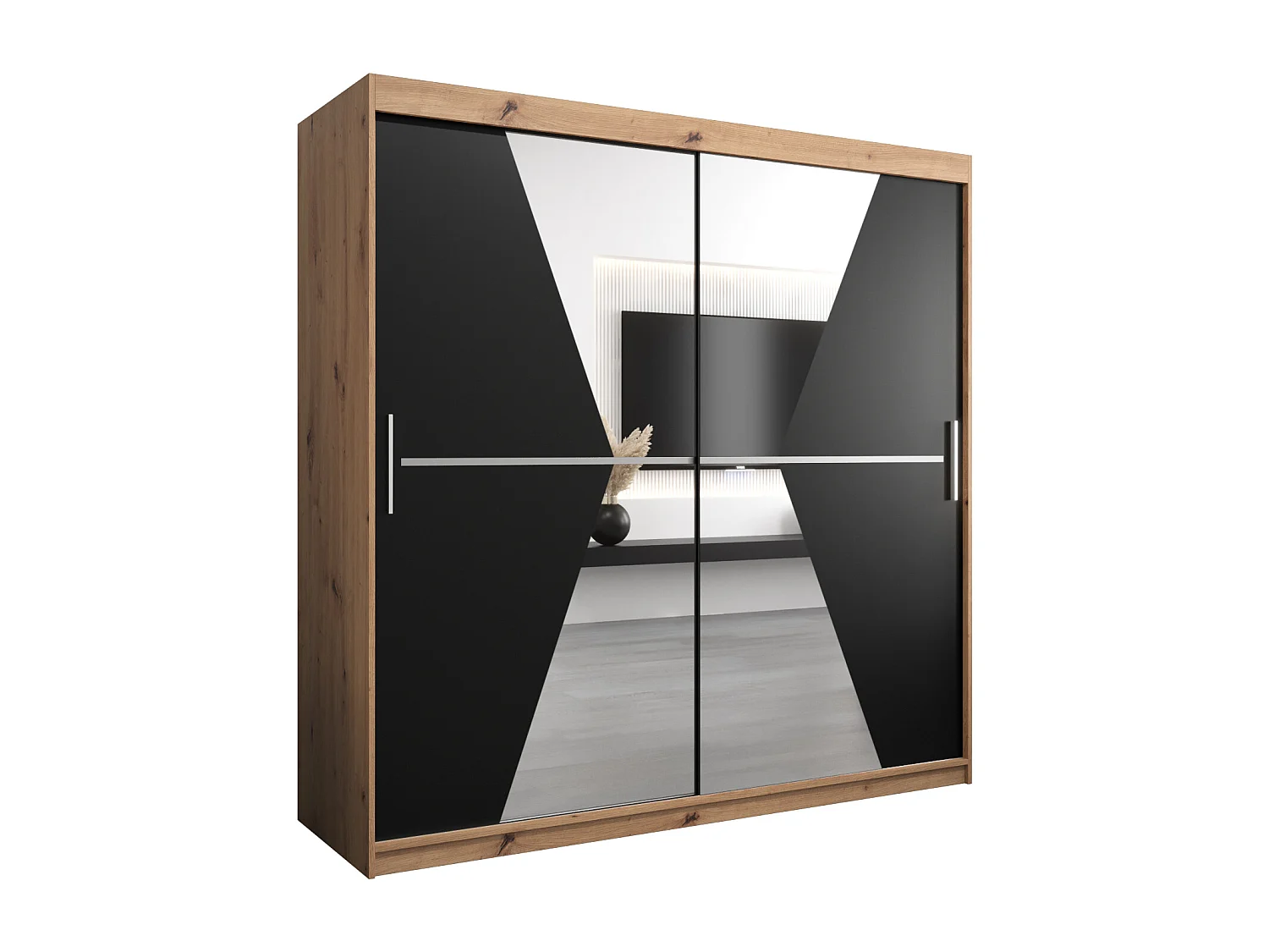 Armoire Maroko À Portes Coulissantes 200/200/62 2 portes (Artisan/Noir)