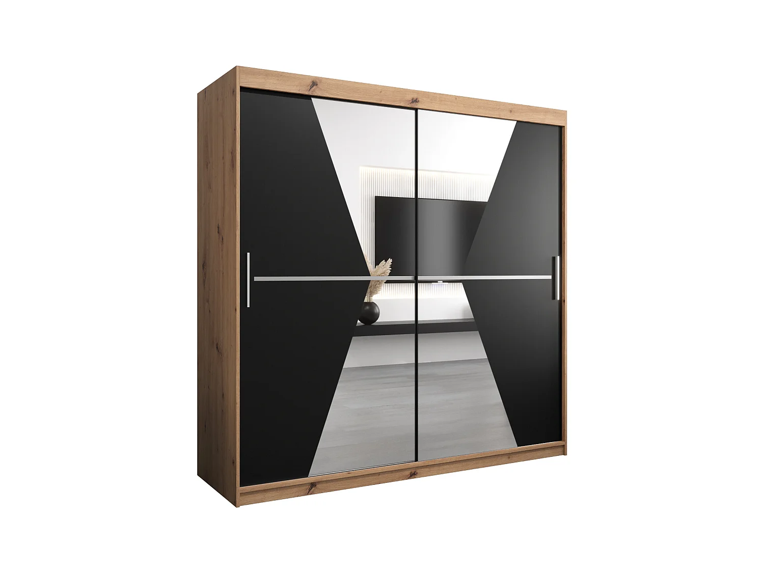 Armoire Maroko À Portes Coulissantes 200/200/62 2 portes (Artisan/Noir)