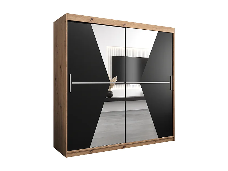 Armoire Maroko À Portes Coulissantes 200/200/62 2 portes (Artisan/Noir)