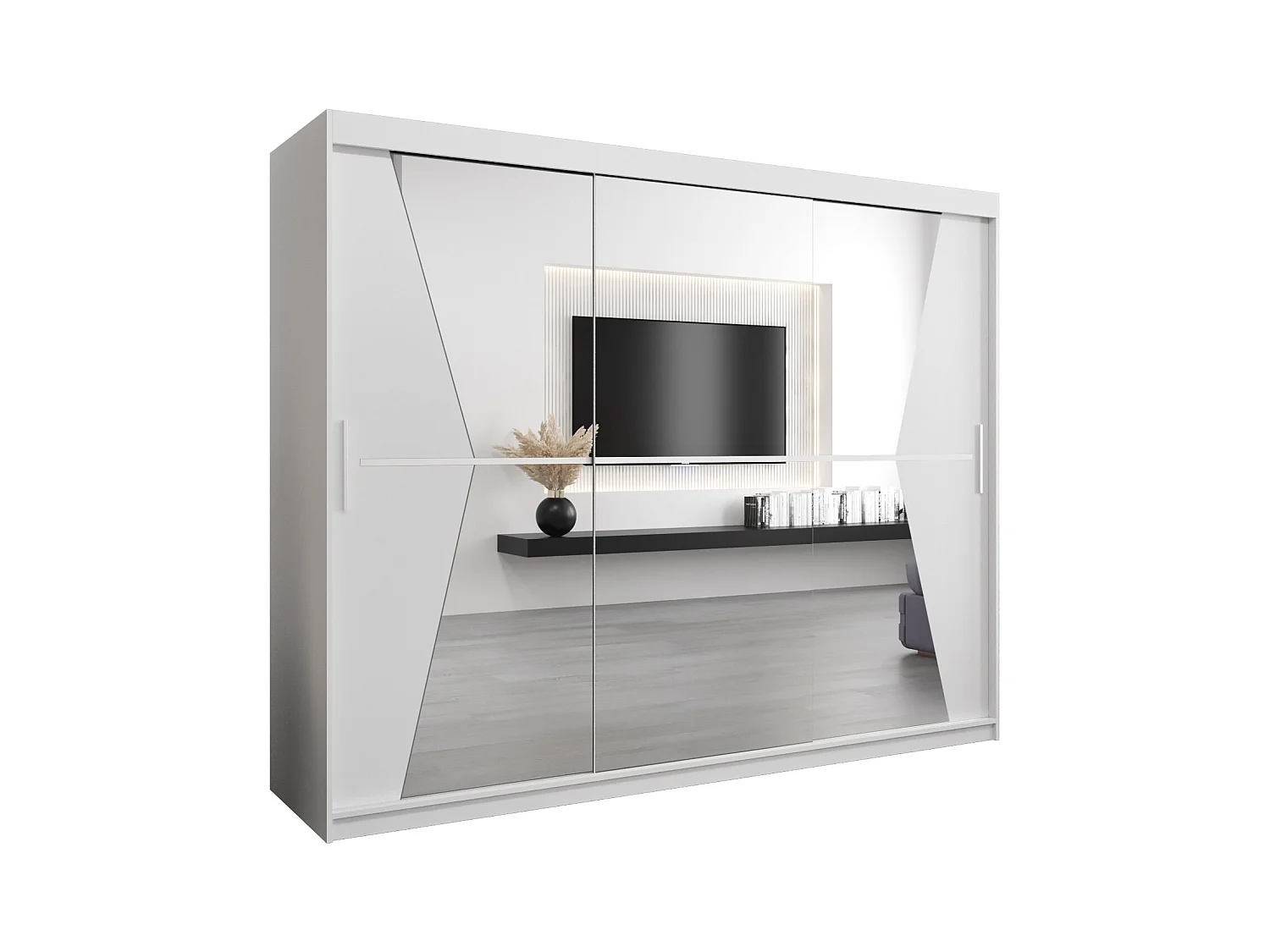 Armoire Maroko À Portes Coulissantes 200/250/62 3 Portes (Blanc/Blanc)