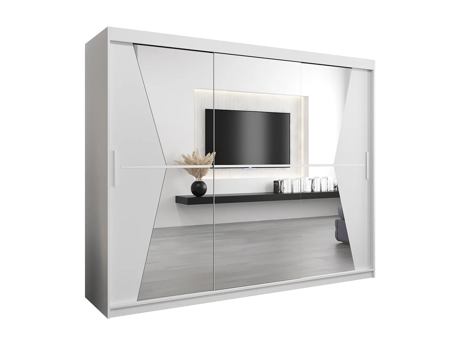 Armoire Maroko À Portes Coulissantes 200/250/62 3 Portes (Blanc/Blanc)