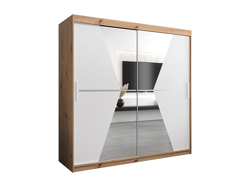 Maroko kledingkast met schuifdeuren 200/200/62 2 deuren (artisan/wit)