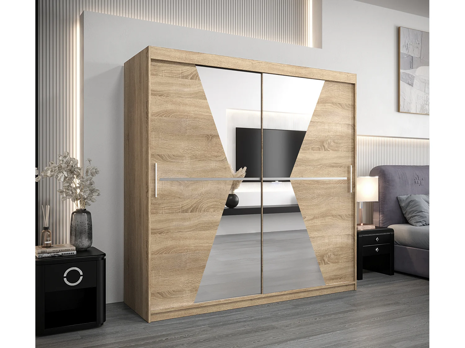 Schwebetürenschrank Maroko 200/200/62 2-Türig (Sonoma)