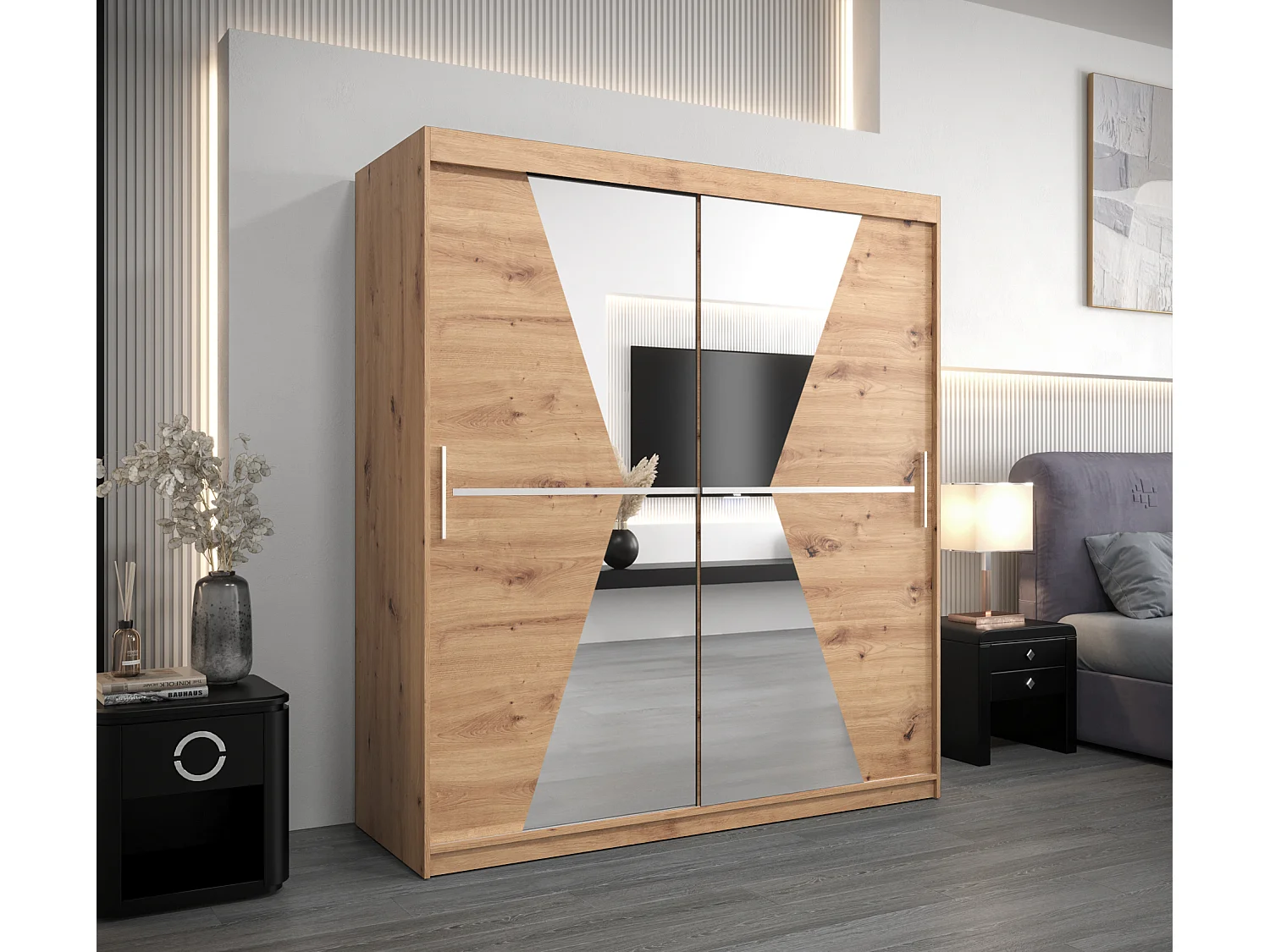 Schwebetürenschrank Maroko 200/180/62 2-Türig (Artisan)