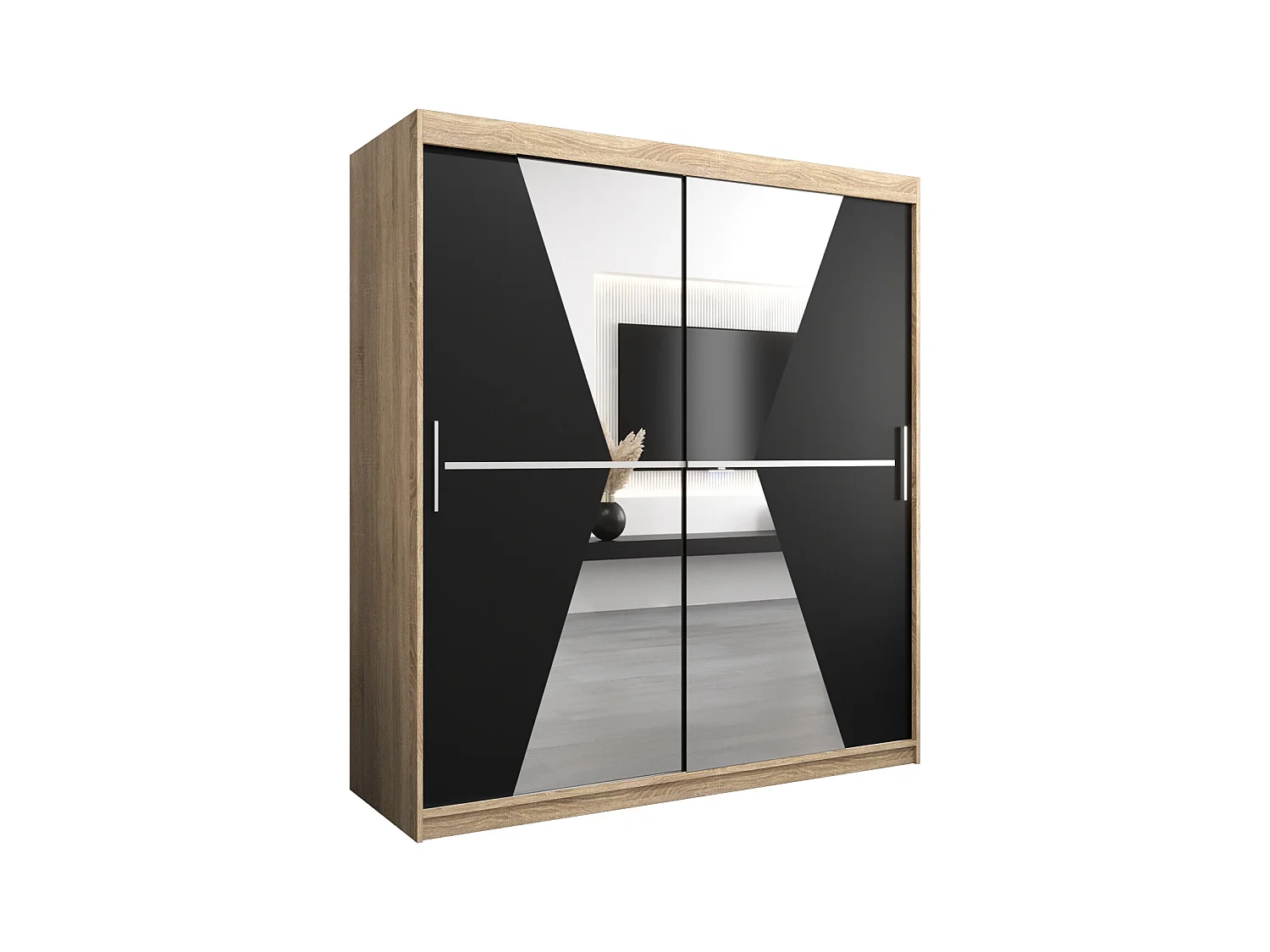 Armoire Maroko À Portes Coulissantes 200/180/62 2 portes (Sonoma/Noir)