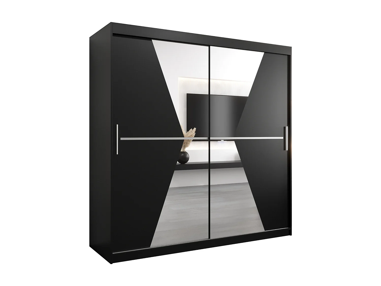 Schwebetürenschrank Maroko 200/200/62 2-Türig (Schwarz)