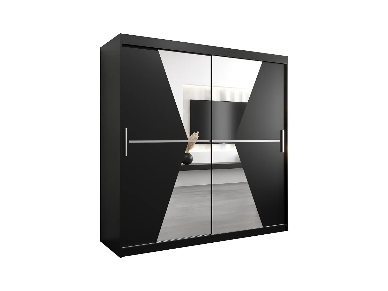 Schwebetürenschrank Maroko 200/200/62 2-Türig (Schwarz)