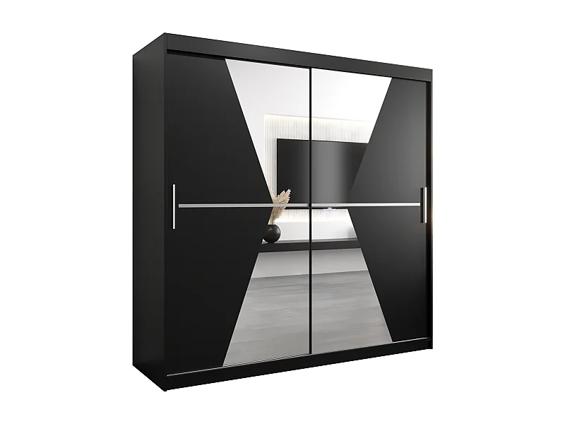 Armoire Maroko À Portes Coulissantes 200/200/62 2 portes (Noir/Noir)