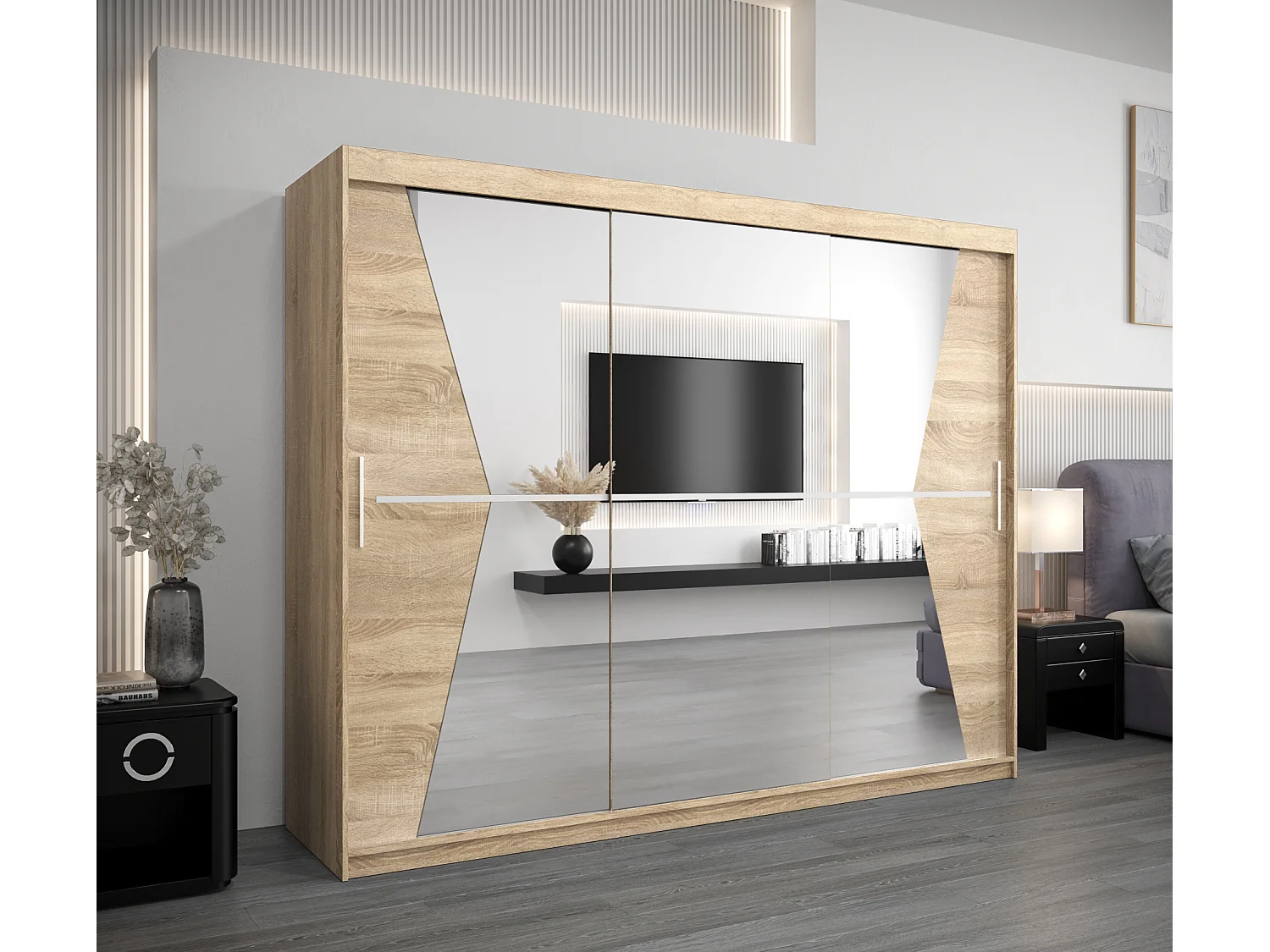 Armoire Maroko À Portes Coulissantes 200/250/62 3 Portes (Sonoma/Sonoma)