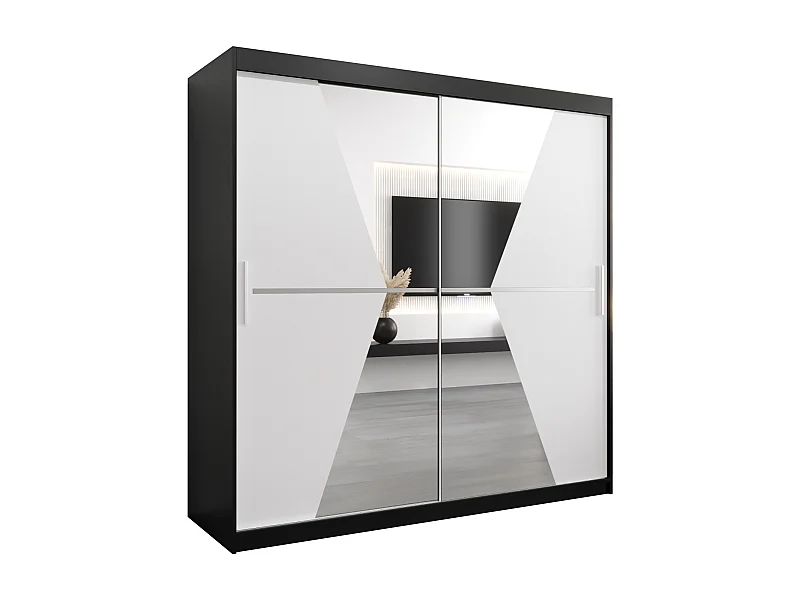 Maroko kledingkast met schuifdeuren 200/200/62 2 deuren (zwart/wit)