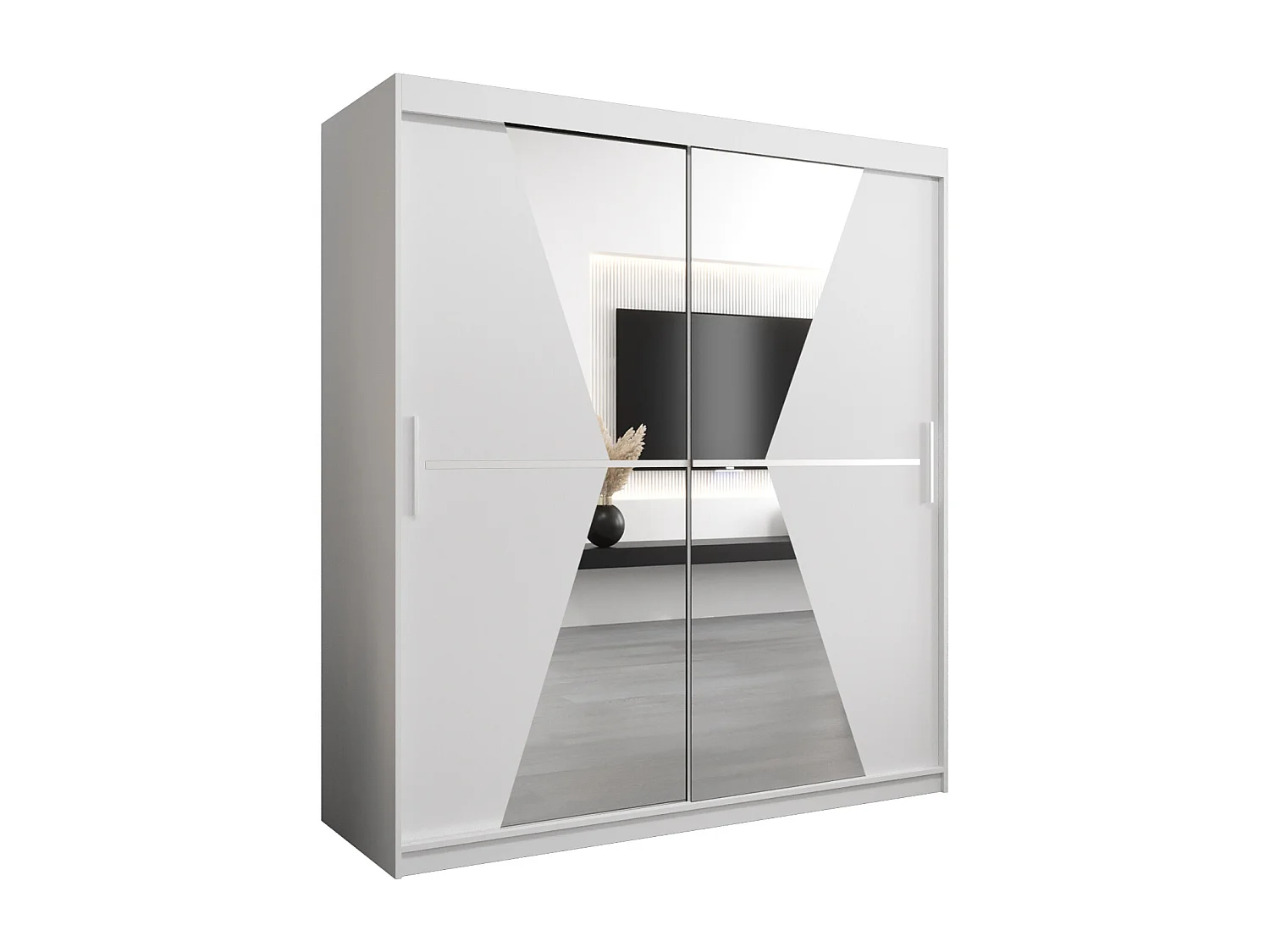 Maroko kledingkast met schuifdeuren 200/180/62 2 deuren (wit/wit)